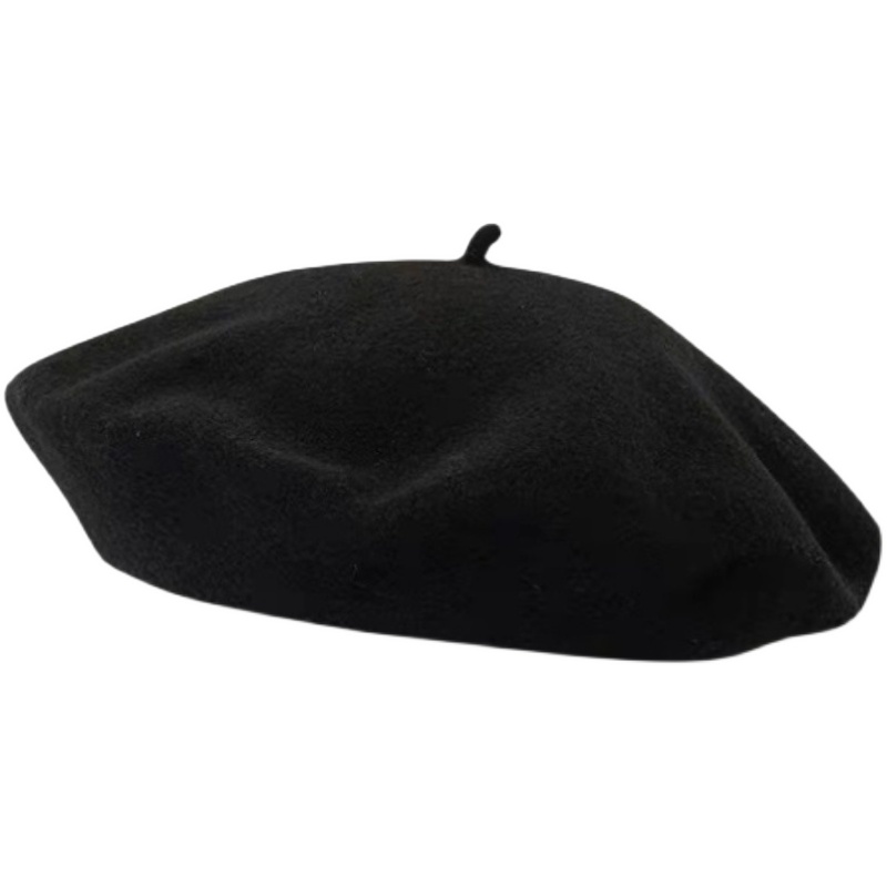 Beret French Wool - Klassische Woll-Baskenmütze für Damen, einfarbig, im