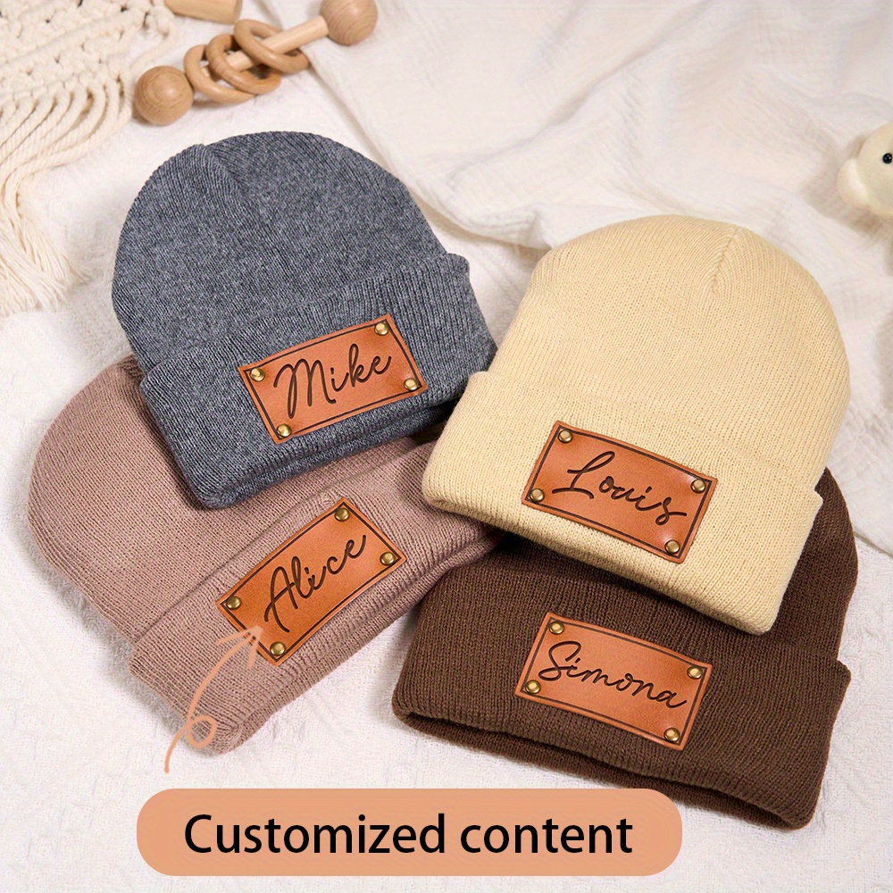Personalisierte Leder-Patch-Be – Beanie Cuffed Knit Bewertung und Preis