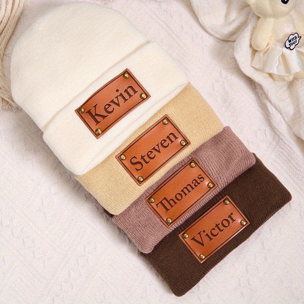 Personalisierte Leder-Patch-Be – Beanie Cuffed Knit Bewertung und Preis